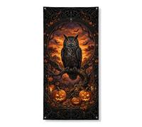 Coperture decorative per porte a forma di gufo, gotiche autunnali con foglie di zucca, Halloween, nero, con corda da appendere, decorazione per la casa, per portico, porta, parete, interni ed esterni
