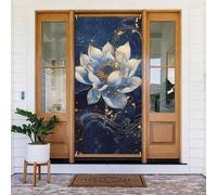 Coperture decorative per porte a forma di loto blu dorato - Decorazioni per porte interne ed esterne, primavera/estate/autunno/inverno, decorazioni natalizie per Halloween