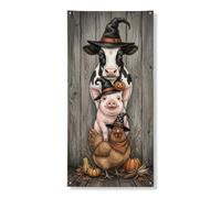 Coperture decorative per porte a forma di mucca, maiali rustici fantasiosi, pollo, Halloween, nero, con corda, striscione per porta d'ingresso, decorazione per la casa, per pareti del portico, interni