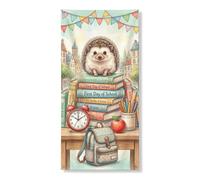 Coperture decorative per porte a forma di riccio, libri educativi giocosi con orologio autunnale rosso con corda per porta d'ingresso, decorazione per la casa, per portico, ingresso, interni ed