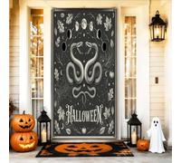 Coperture decorative per porte a forma di serpente, gotico spettrale con foglie di luna per Halloween, nero, con corda, striscione per porta d'ingresso, decorazione per la casa, per portico, parete