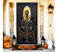 Coperture decorative per porte a forma di serpente, luna spettrale gotica per Halloween, Halloween, nero, con corda, striscione per porta d'ingresso, decorazione per la casa, per portico, porta