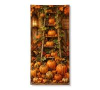 Coperture decorative per porte a forma di zucca, rustiche, autunnali, foglie autunnali, arancioni, con corda da appendere, striscione per porta, decorazione per la casa, per portico, porta, parete