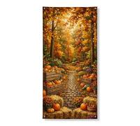 Coperture decorative per porte a forma di zucca, rustiche foglie autunnali naturali, casse in legno arancione con corda per porta d'ingresso, decorazione per la casa, per portico, porta, parete