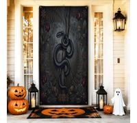 Coperture decorative per porte a serpente, felce gotica rosa scura per Halloween, con corda da appendere, decorazione per la casa, per portico, patio, porta, feste, 91 x 182 cm