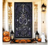 Coperture decorative per porte a serpente, fiori mistici gotici, luna, Halloween, nero, con corda da appendere, decorazione per la casa, per portico, patio, interni ed esterni, 91 x 182 cm