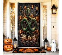 Coperture decorative per porte a serpente, zucche spettrali gotiche ragnatele di ragnatela verde con corda per porta d'ingresso, sfondo per la casa, per pareti del portico, interni ed esterni, 91 x