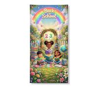 Coperture decorative per porte arcobaleno, con fiori colorati e giocosi, per il ritorno al campus, con corda, decorazione per la casa, per portico, patio, porta, feste, 91 x 183 cm