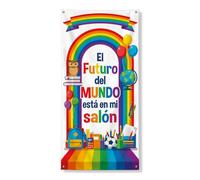Coperture decorative per porte arcobaleno, educative colorate, per il ritorno al campus, arcobaleno con corda, sfondo per porta d'ingresso, decorazione per la casa, per portico, patio, interni ed