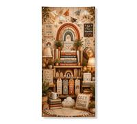 Coperture decorative per porte arcobaleno, fantasiose e accoglienti libri nuvole N/A marrone con corda per porta d'ingresso, sfondo per la casa, per portico, patio, interni ed esterni, 91 x 182 cm