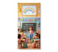Coperture decorative per porte arcobaleno, giocoso e colorato, lavagna, libri, educazione, blu, con corda, sfondo per porta d'ingresso, decorazione per la casa, per portico, patio, porta, feste, 91 x