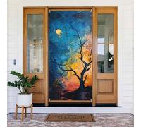 Coperture decorative per porte astratte con albero notturno - Decorazioni per porte per interni ed esterni, primavera/estate/autunno/inverno, decorazioni natalizie di Halloween
