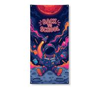 Coperture decorative per porte con astronauta, giocoso libro di razzi colorato per il ritorno al campus blu con corda da appendere striscione decorazione per la casa per ingresso portico interno