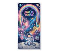 Coperture decorative per porte con astronauta, libri da cartone animato, matite colorate per il ritorno al campus, con corda, decorazione per la casa, per ingresso, portico, interni ed esterni, 91 x
