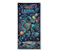 Coperture decorative per porte con astronauta, pianeti educativi cosmici e libri del ritorno al campus, blu, con corda, sfondo per porta d'ingresso, decorazione per la casa, per portico, patio