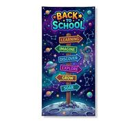 Coperture decorative per porte con astronauta, pianeti educativi spaziali, cartelli direzionali per ritorno al campus, blu con corda da appendere, decorazione per la casa, per portico, patio, porta