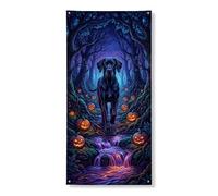 Coperture decorative per porte con cani, motivo zucche mistiche gotiche, Halloween, nero, con corda, sfondo per porta d'ingresso, decorazione per la casa, per porte, pareti, portico, feste, 91 x 183