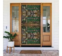 Coperture decorative per porte con cani su uno scuolabus, decorazioni per interni ed esterni, primavera/estate/autunno/inverno, decorazioni natalizie di Halloween