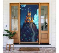 Coperture decorative per porte con castello dei cartoni animati, stampa arancione n. 56, per interni/esterni, primavera, estate, autunno, inverno, Halloween, Natale, decorazioni per la casa