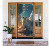 Coperture decorative per porte con cielo stellato, nuvole, lupo, decorazioni per interni ed esterni, primavera/estate/autunno/inverno, decorazioni natalizie di Halloween