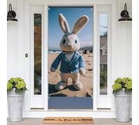 Coperture decorative per porte con coniglio sulla spiaggia, 180 x 89 cm, decorazione per porte stagionali, striscione portico, sfondo fotografico, sfondo, decorazioni per porta d'ingresso, giardino