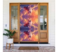 Coperture decorative per porte con corgi con nuvole al tramonto, decorazioni per interni ed esterni, primavera/estate/autunno/inverno, decorazioni natalizie di Halloween