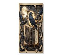 Coperture decorative per porte con corvo, libro mistico gotico, luna, Halloween, nero, con corda, striscione per porta d'ingresso, decorazione per la casa, per portico, porta, parete, interni ed