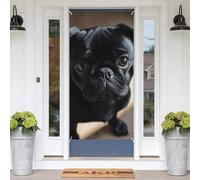 Coperture decorative per porte con cucciolo di carlino, 180 x 89 cm, copertura per porte stagionali, striscione portico, sfondo fotografico, sfondo decorazioni per porta d'ingresso, giardino, cortile