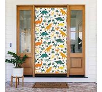 Coperture decorative per porte con dinosauri e foglie tropicali, decorazioni per interni ed esterni, primavera/estate/autunno/inverno, decorazioni natalizie di Halloween