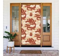 Coperture decorative per porte con drago rosso dorato e nuvole, decorazioni per interni ed esterni, primavera/estate/autunno/inverno, decorazioni natalizie di Halloween