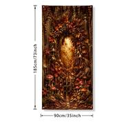 Coperture decorative per porte con foglie, fantasiosi funghi ispirati alla natura, sentiero autunnale marrone con corda cartello per porta d'ingresso, decorazione per la casa, per portico, porta
