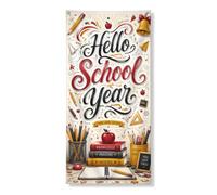 Coperture decorative per porte con frutta, libri colorati educativi a matita rossa con corda per porta d'ingresso, portico, interni ed esterni, 91 x 182 cm
