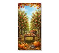 Coperture decorative per porte con frutta, rustiche, fantasiose, zucche, riccio, arancione, con corda, decorazione per la casa, per porte, pareti, portico, feste, 91 x 183 cm