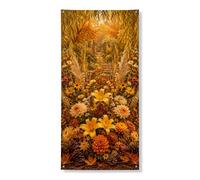 Coperture decorative per porte con gigli, crisantemi e pampa, con corda, colore giallo, decorazione per la casa, per porte, pareti, portico, feste, 91 x 183 cm
