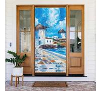 Coperture decorative per porte con mulini a vento delle isole greche, decorazioni per interni ed esterni, primavera/estate/autunno/inverno, decorazioni natalizie di Halloween