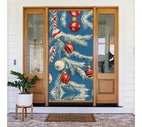 Coperture decorative per porte con palline colorate in stile retrò, per interni ed esterni, decorazioni natalizie