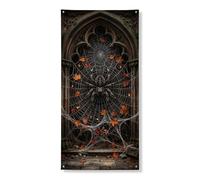 Coperture decorative per porte con ragno, motivo gotico spettrale con foglie di ragnatela per Halloween, nero con corda da appendere, decorazione per la casa, per porte, pareti, portico, feste, 91 x