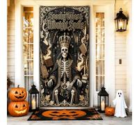 Coperture decorative per porte con scheletro, gotico, fantasioso, libri reali, Halloween, nero, con corda da appendere, decorazione per la casa, per portico, parete, interni ed esterni, 91 x 182 cm