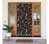 Coperture decorative per porte con stampa colorata con note musicali, decorazioni per interni ed esterni, primavera, estate, autunno, inverno, Halloween, Natale, decorazioni per la casa