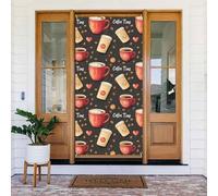 Coperture decorative per porte con stampa dell'ora del caffè, decorazioni per interni ed esterni, primavera, estate, autunno, inverno, Halloween, Natale, decorazioni per la casa