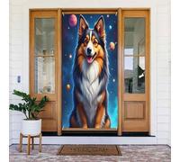 Coperture decorative per porte con stampa di Collie con galassia, per interni ed esterni, primavera, estate, autunno, inverno, Halloween, Natale, decorazioni per la casa