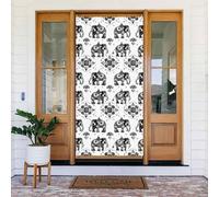Coperture decorative per porte con stampa di elefanti neri e bianchi, decorazioni per interni ed esterni, primavera, estate, autunno, inverno, Halloween, Natale, decorazioni per la casa