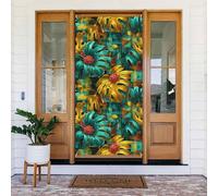 Coperture decorative per porte con stampa di foglie colorate tropicali, decorazioni per interni ed esterni, primavera, estate, autunno, inverno, Halloween, Natale, decorazioni per la casa