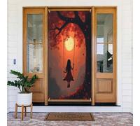 Coperture decorative per porte con stampa di luna e altalena, decorazioni per interni ed esterni, primavera, estate, autunno, inverno, Halloween, Natale, decorazioni per la casa