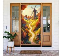 Coperture decorative per porte con stampa di mulino a vento autunnale, decorazioni per interni ed esterni, primavera, estate, autunno, inverno, Halloween, Natale, decorazioni per la casa