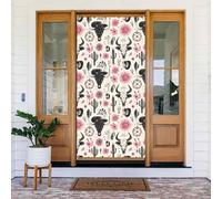 Coperture decorative per porte con stampa di teschio di capra rosa occidentale, decorazioni per interni ed esterni, primavera, estate, autunno, inverno, Halloween, Natale, decorazioni per la casa