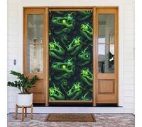 Coperture decorative per porte con stampa di teschio di dinosauro e fulmini verdi, decorazioni per interni ed esterni, primavera, estate, autunno, inverno, Halloween, Natale, decorazioni per la casa