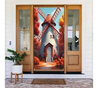 Coperture decorative per porte con stampa floreale e mulino a vento, decorazioni per interni ed esterni, primavera, estate, autunno, inverno, Halloween, Natale, decorazioni per la casa