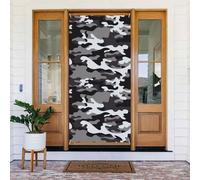 Coperture decorative per porte con stampa mimetica nera, grigia, bianca, per interni/esterni, primavera, estate, autunno, inverno, Halloween, Natale, decorazioni per la casa