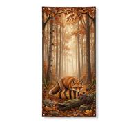 Coperture decorative per porte con volpi, realistiche foglie di albero autunnali arancioni con corda per porta d'ingresso, decorazione per la casa, per portico, ingresso, interni ed esterni, feste, 91